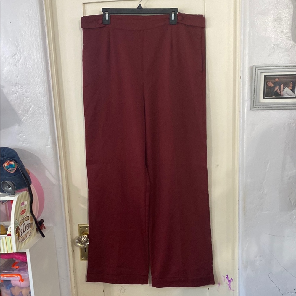 Chic Burgundy Wide-Leg Pants